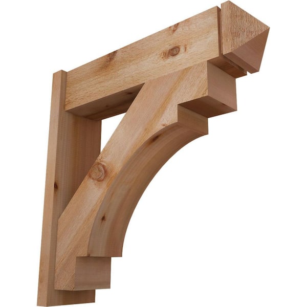 Ekena Millwork 8 in. x 32 in. x 32 in. Western Red Cedar Merced Arts and Crafts Rough Sawn Outlooker