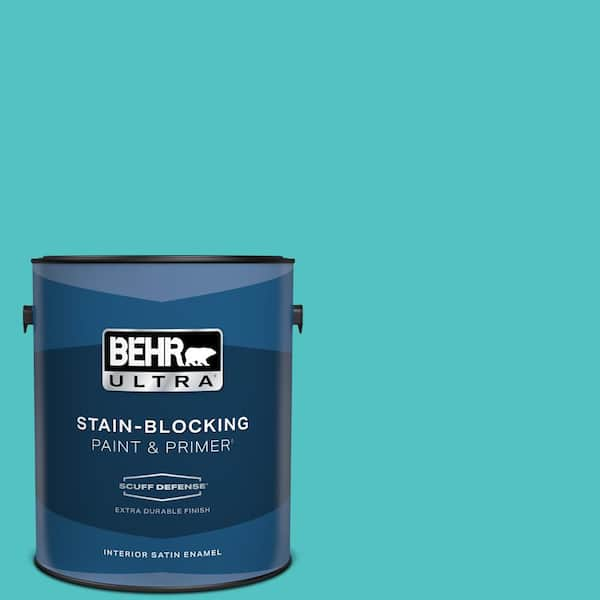 BEHR ULTRA 1 gal. #500B-4 Gem Turquoise Extra Durable Satin Enamel Interior Paint & Primer