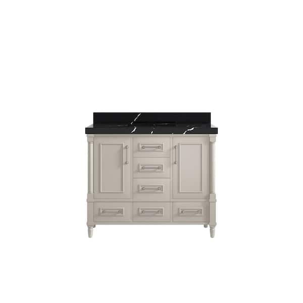 Willow Collections Hudson 42 in. W x 22 in. D x 36 in. H Single Sink Bath Vanity in Fine Grain with 2 in. Calcutta Black Qt. Top