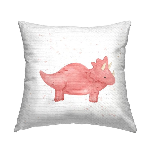 Stupell Industries Pink Triceratops Dinosaur Pink Square Outdoor Throw Pillow