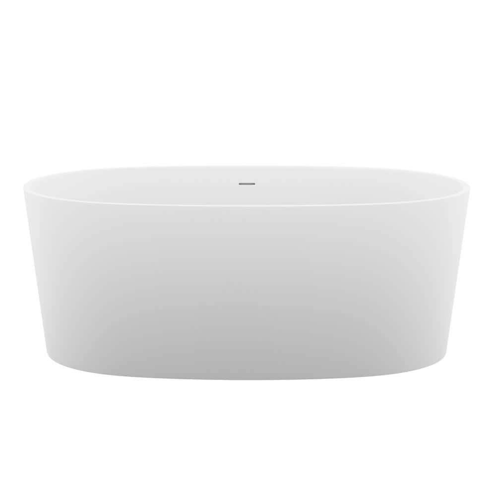 Roccia 61.4'' White Solid Surface Freestanding Bathtub