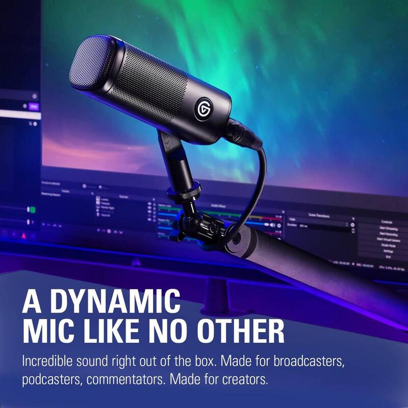 Dynamic XLR Microphone, Cardioid Pattern, Noise Rejection, Speech optimised for Podcasting, Streaming, Broadcasting