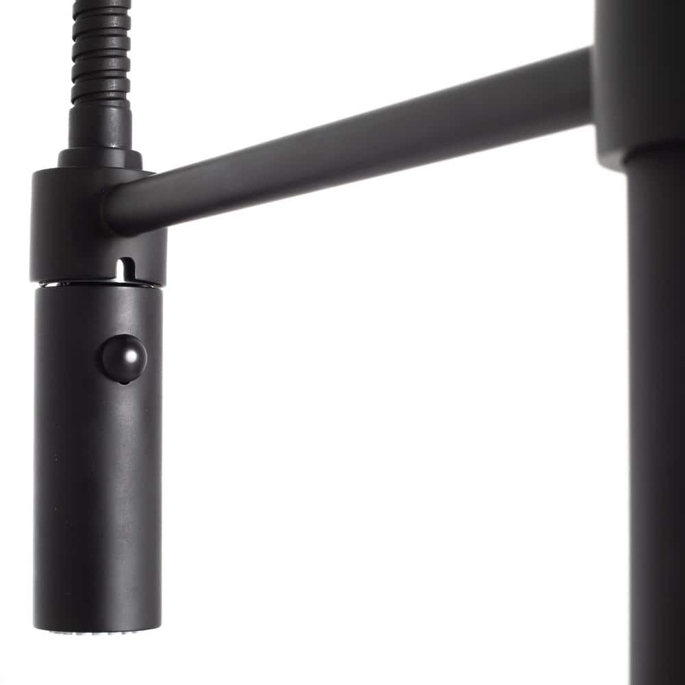 Matte Black Brass Kitchen Faucet with Pull-out Spray