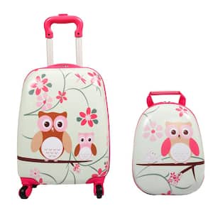 2-Piece Kids Luggage Set 16 in. Spinner Case for School Travel Owl