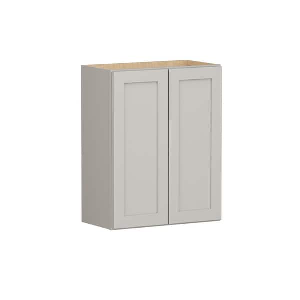 SIMPLY WOODMARK PRO Shaker Full Overlay 24 in. W x 12 in. D x 30 in. H Plywood Assembled Wall Kitchen Cabinet in Stone Gray