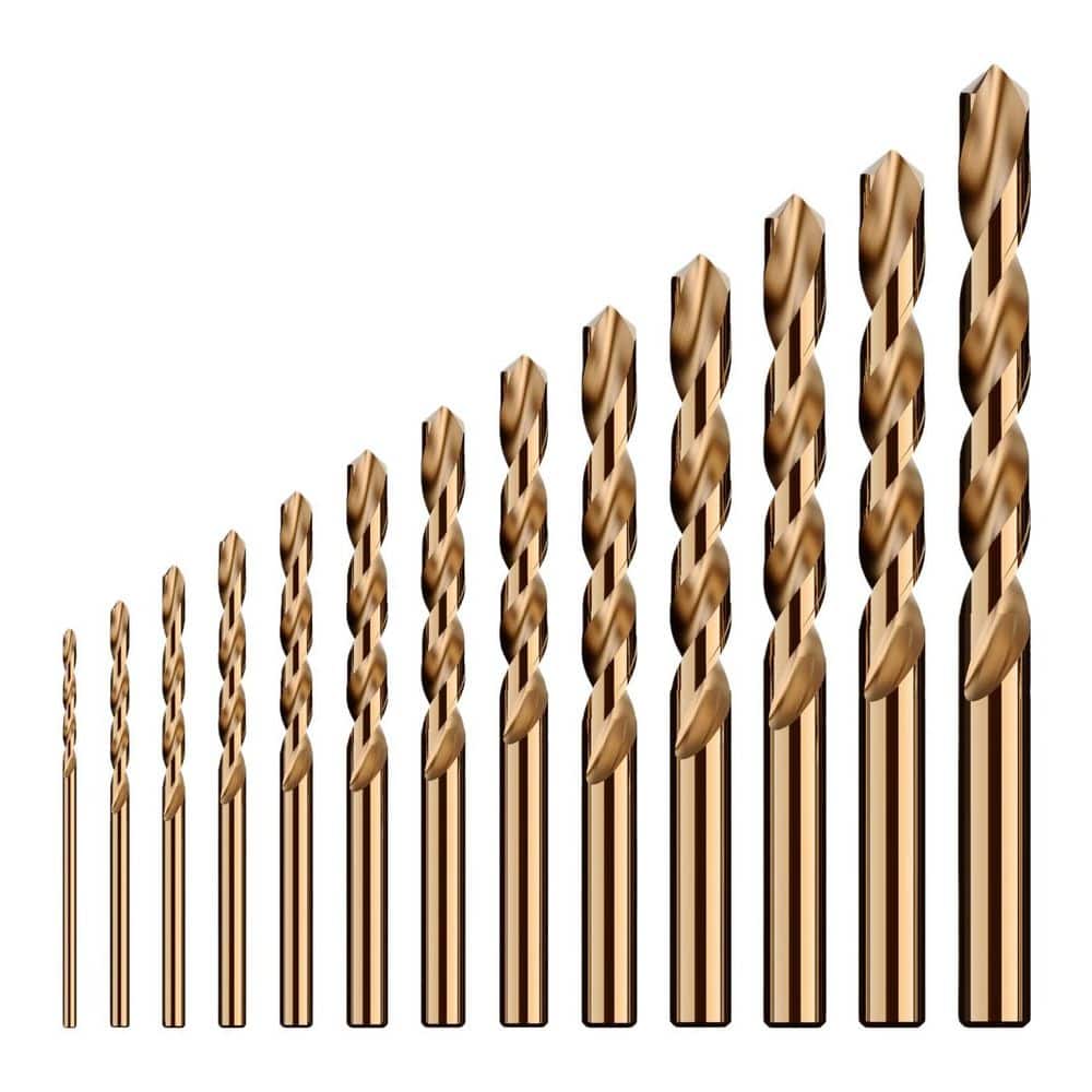 13 Pcs Gold Alloy Steel Cobalt Steel 0.06 in. - 0.25 in. Cobalt Drill Bit Set with Index Storage Case for Cast Iron Wood price history on PriceWatchPro