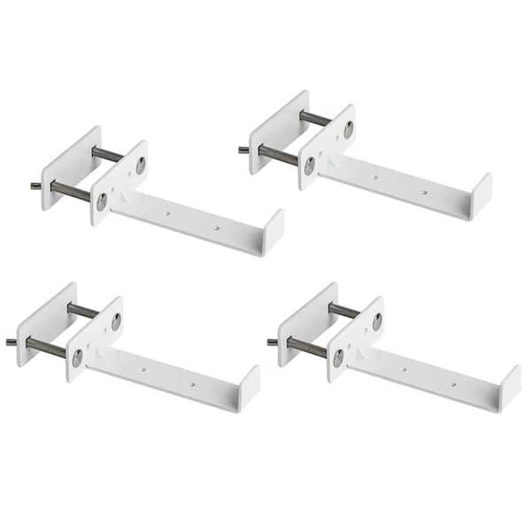 Afoxsos Deck and Fence Rail Universal Planter Box Outdoor Hanging Brackets Heavy Duty Iron White 4 Pack 6