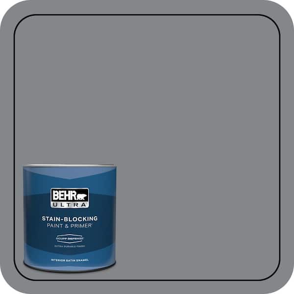 BEHR ULTRA 1 qt. #N500-5 Magnetic Gray color Extra Durable Satin Enamel Interior Paint & Primer