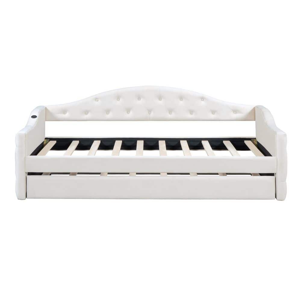 Pink Twin Size Daybed with Trundle, USB&Type-C Charging Ports - thumbnail 5