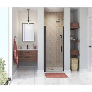 Manhattan 31 in. to 33 in. W x 68 in. H Pivot Shower Door with Clear Glass in Matte Black