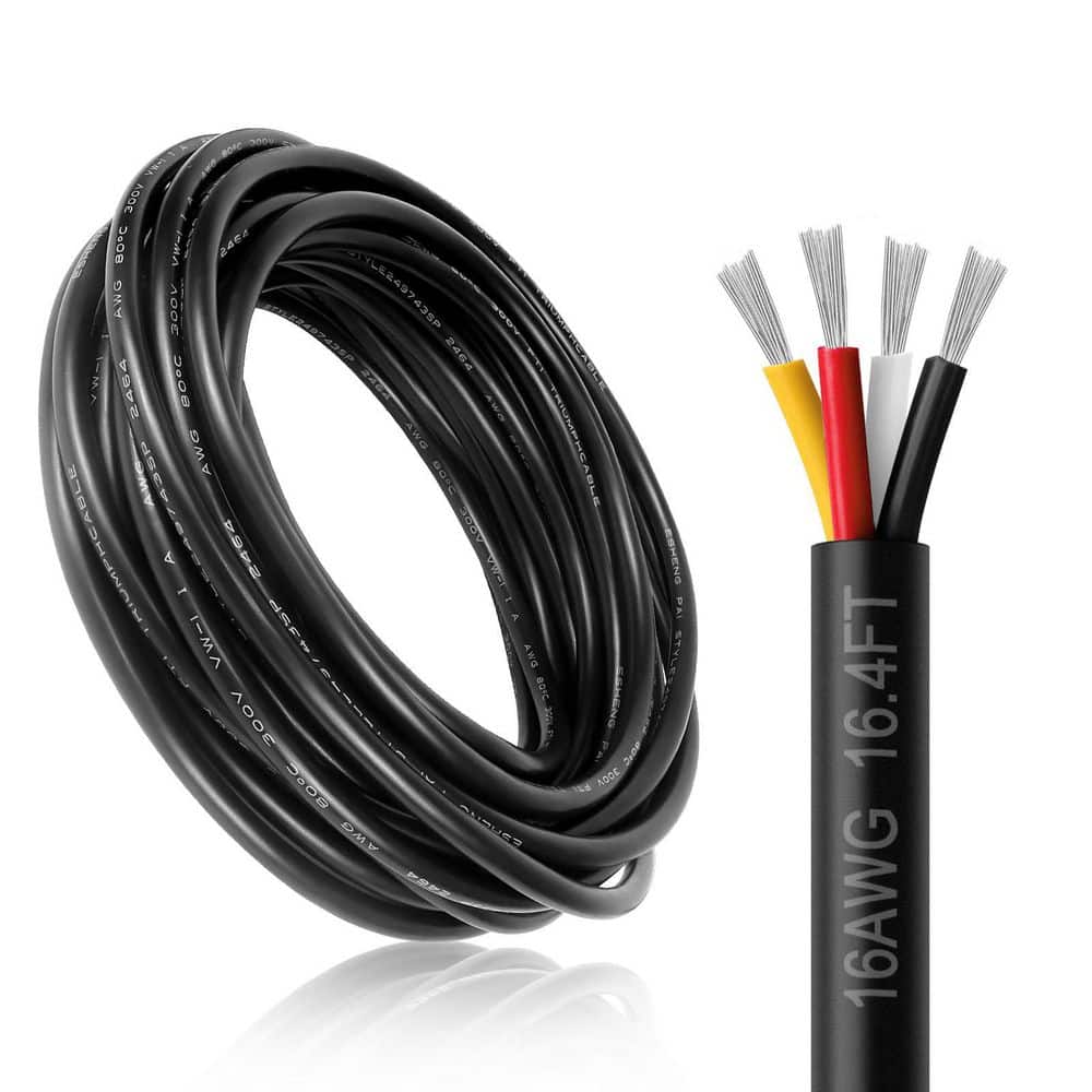 16.4 ft. 16-Gauge 4-Conductor Black PVC Stranded Tinned Copper Wire Cable for Security Alarm Thermostat Audio price history on PriceWatchPro