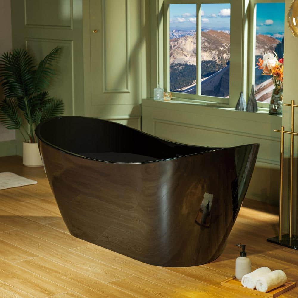 67'' Black Acrylic Freestanding Double Slipper Soaking Tub
