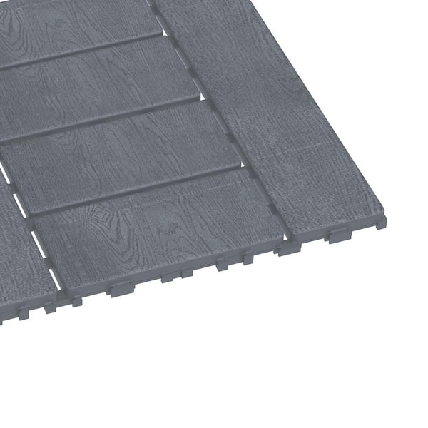Amucolo 12 in. x 12 in. Waterproof Plastic Interlocking Deck Tiles in Gray for Poolside Balcony Backyard (Set of 44 Tiles)