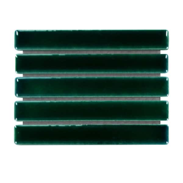 Stacked Green 6 in. x 6 in. Glossy Porcelain Floor and Wall Mosaic Tile Kit Kat Finger Tile (0.25 sq. ft. /Case)