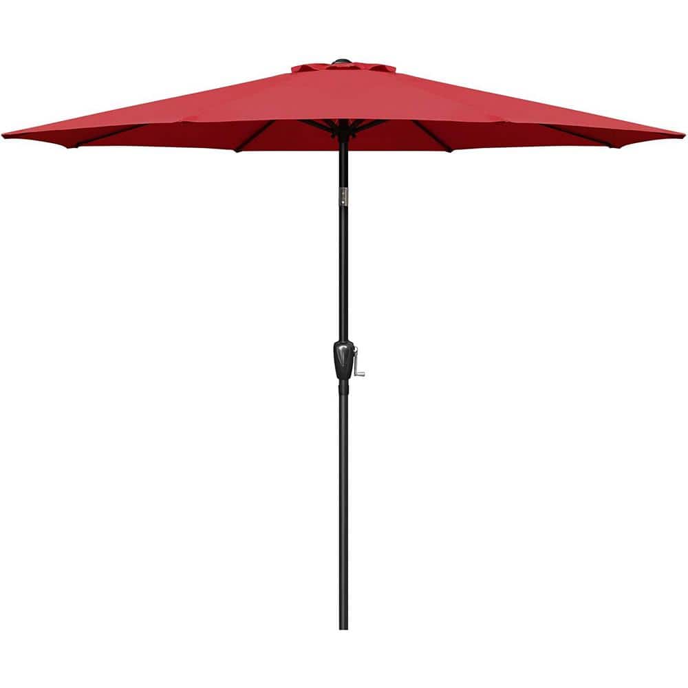 9 ft. Iron Outdoor Market Table Patio Umbrella with Button Tilt and Crank i