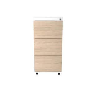 3-Drawer Sand Oak and White Wood 19.05 in. W Vertical File Cabinet