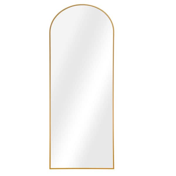 Dovelina 28 in. W x 71 in. H Modern Arched Framed Wall Bathroom Vanity Mirror Full Length Wall Mirror in Gold