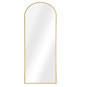 28 in. W x 71 in. H Modern Arched Framed Wall Bathroom Vanity Mirror Full Length Wall Mirror in Gold