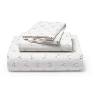 Justina Blakeney XOXO 4-Piece Cream Cotton Percale Queen Sheet Set