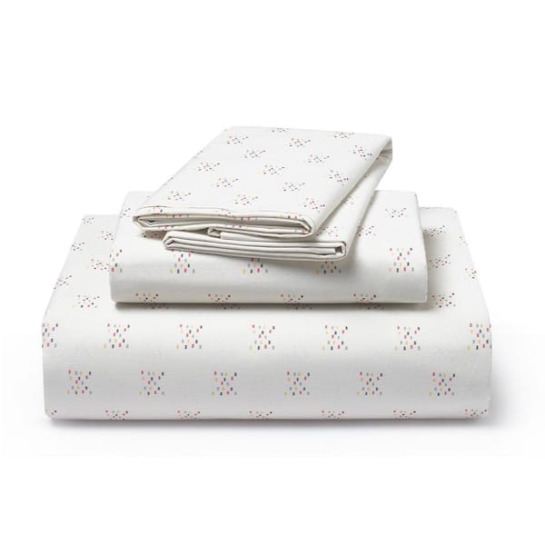 Justina Blakeney Justina Blakeney XOXO 4-Piece Cream Cotton Percale Full Sheet Set