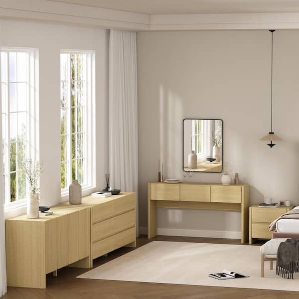 Manhattan Comfort Linda Natural Oak 6-Drawer 72 in. Wide Modern 
