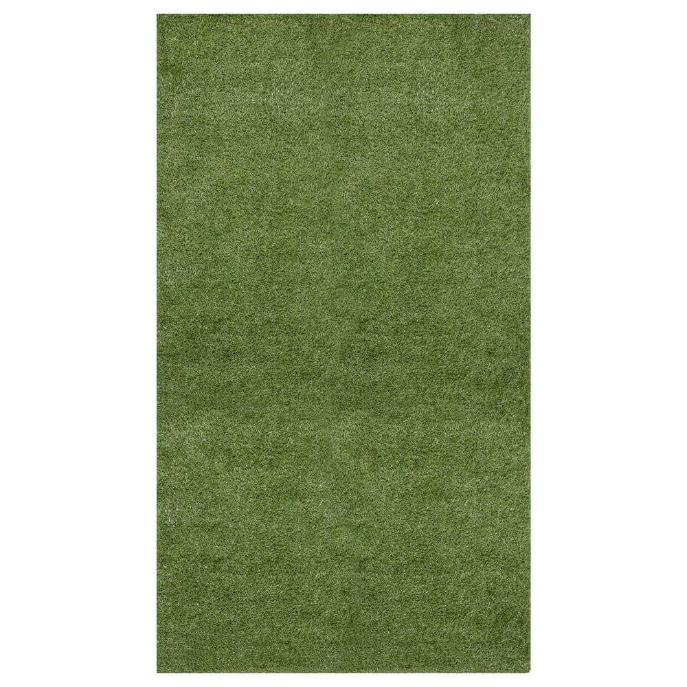 Sweet Home Stores Meadowland Collection Waterproof Solid Indoor/Outdoor 2 ft. x 3 ft. Green Artificial Grass Area Rug