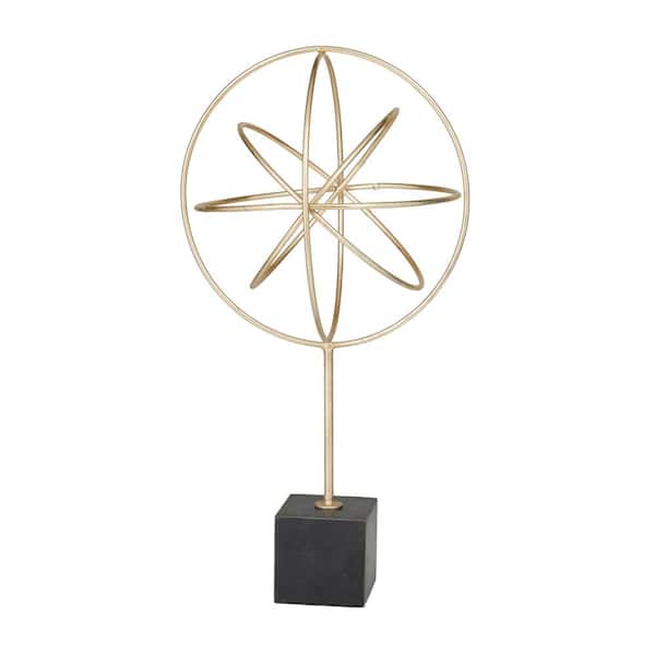 CosmoLiving by Cosmopolitan Gold Marble Geometric Sculpture with Black Base