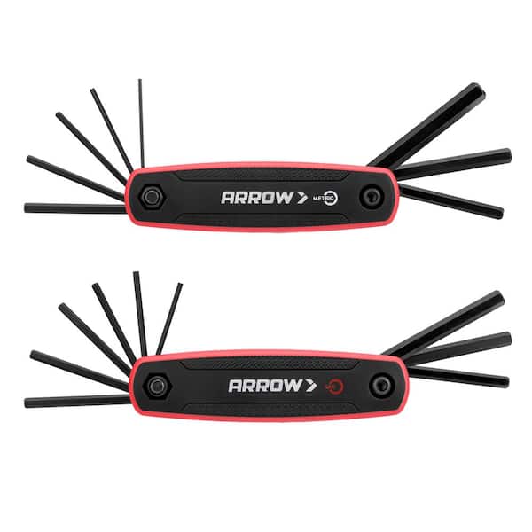 Arrow Folding Hex Key Set with Universal Measurements-(8 Piece) SAE & Metric