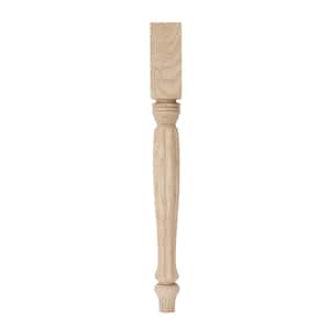 Country French Table Leg with Chamfer - 21 in. H x 2.25 in. Dia. - Sanded Unfinished Ash Wood - DIY Furniture Decor