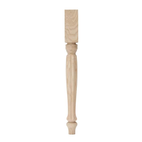 Waddell Country French Table Leg with Chamfer - 21 in. H x 2.25 in. Dia. - Sanded Unfinished Ash Wood - DIY Furniture Decor