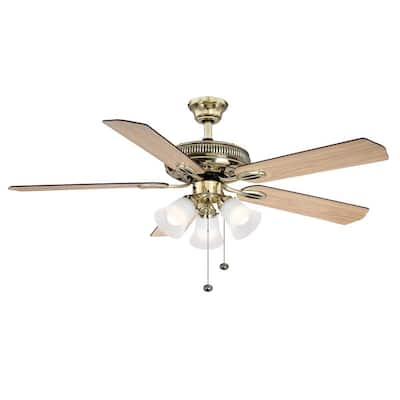 Hampton Bay Glendale 52 in. LED Indoor Brushed Nickel Ceiling Fan with ...