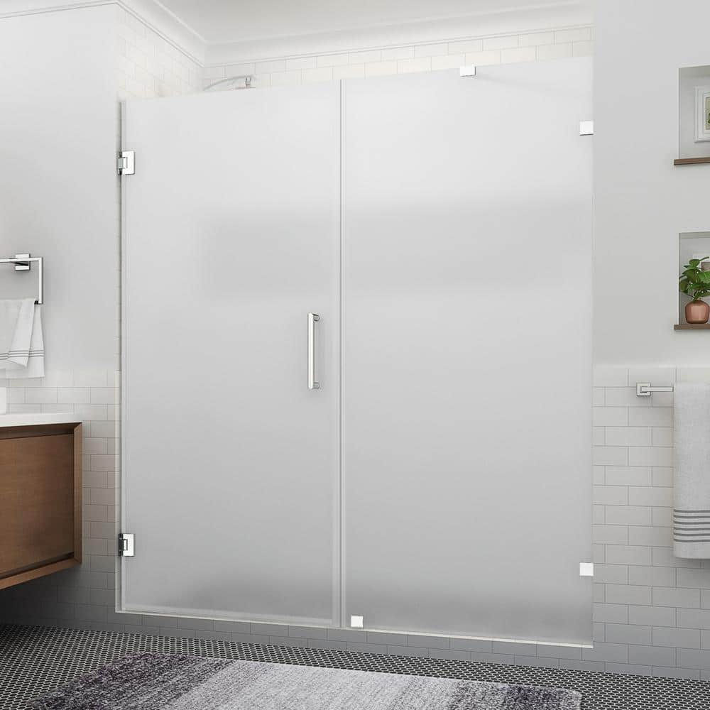 Nautis XL 72" Frameless Shower Door with Frosted Glass and Chrome Finish