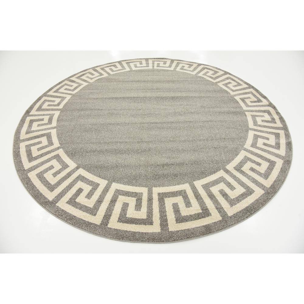 Hera Collection 8' Round Gray Geometric Indoor Rug