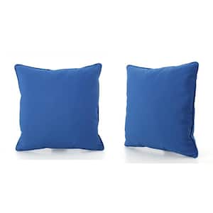 Property Blue Polyester Fabric Square Outdoor Throw Pillows (2-Pack)