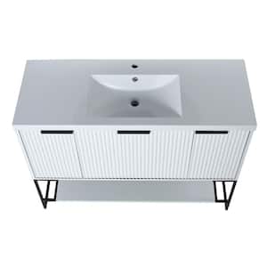 48 in. W x 18 in. D x 35 in. H Single Sink Freestanding Bath Vanity in White with White Cultured Marble Top