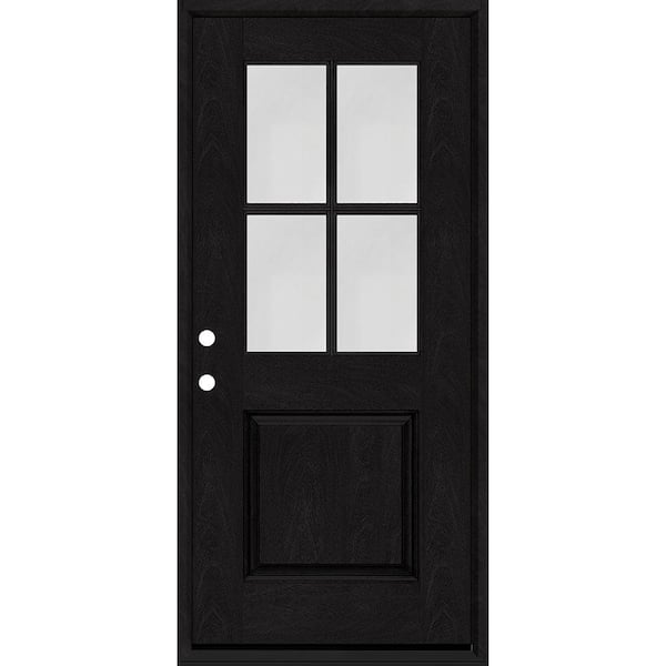 Regency 36 in. x 80 in. 1/2-4 Lite Clear Glass RHIS Onyx Stain Mahogany Fiberglass Prehung Front Door