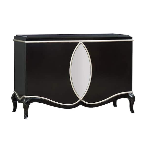 Acme Furniture Ashor Black Finish 34 in. Accent Cabinet Office Storage Cabinet with 4 Shelves and No Additional Features