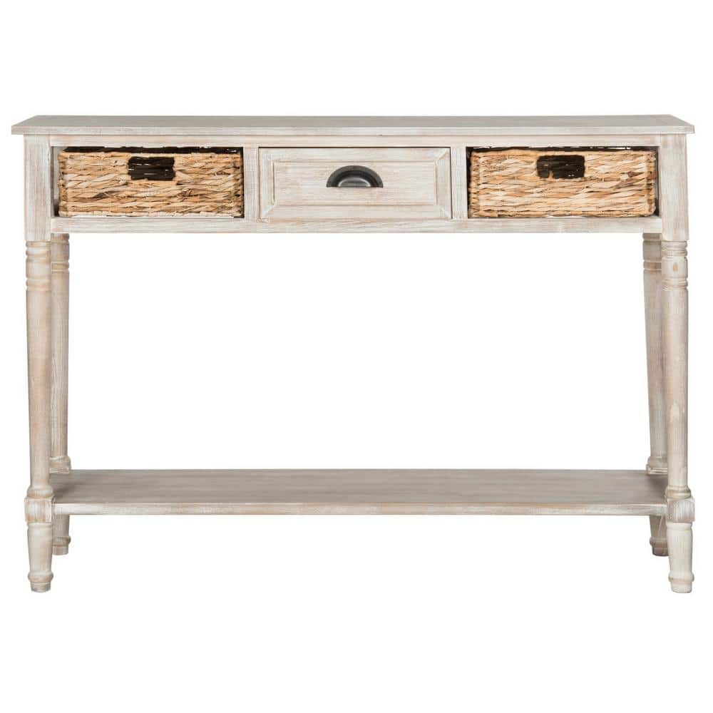 Christa Brown Wood and Metal Console Table with Storage