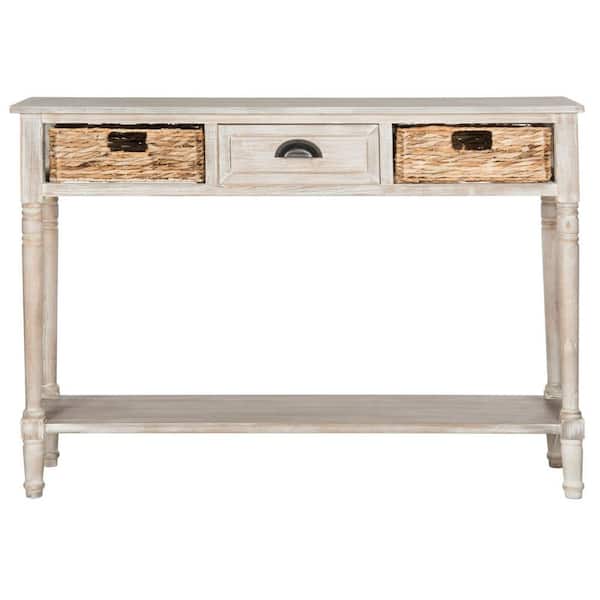 SAFAVIEH Christa 45 in. 3-Drawer White Wood Console Table
