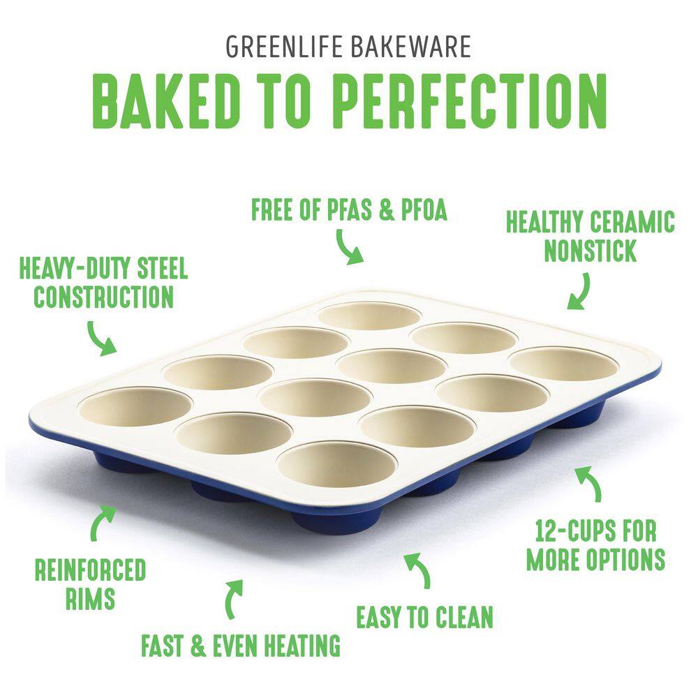Blue 12-Cup Nonstick Ceramic Muffin Pan
