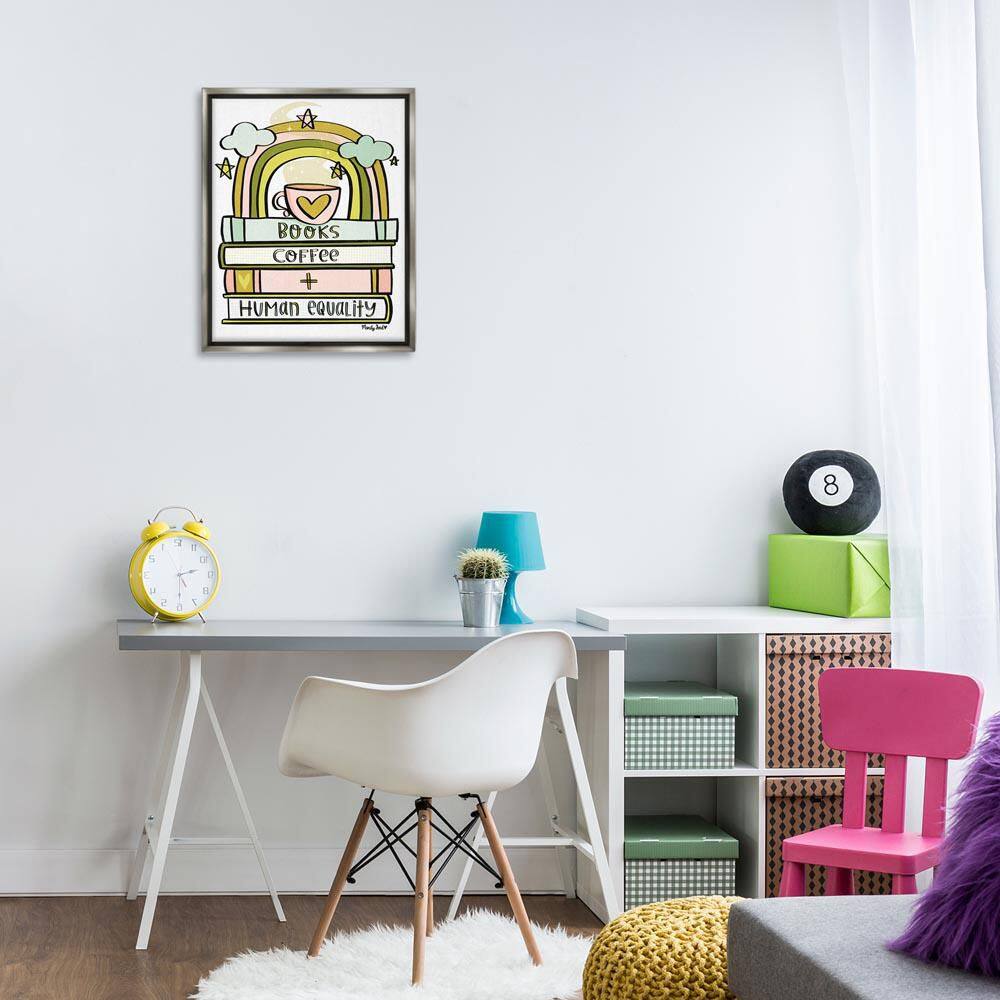 Books Coffee and Human Equality Gray Floater Frame Typography Graphic Art Print 21 in. x 17 in. price history on PriceWatchPro