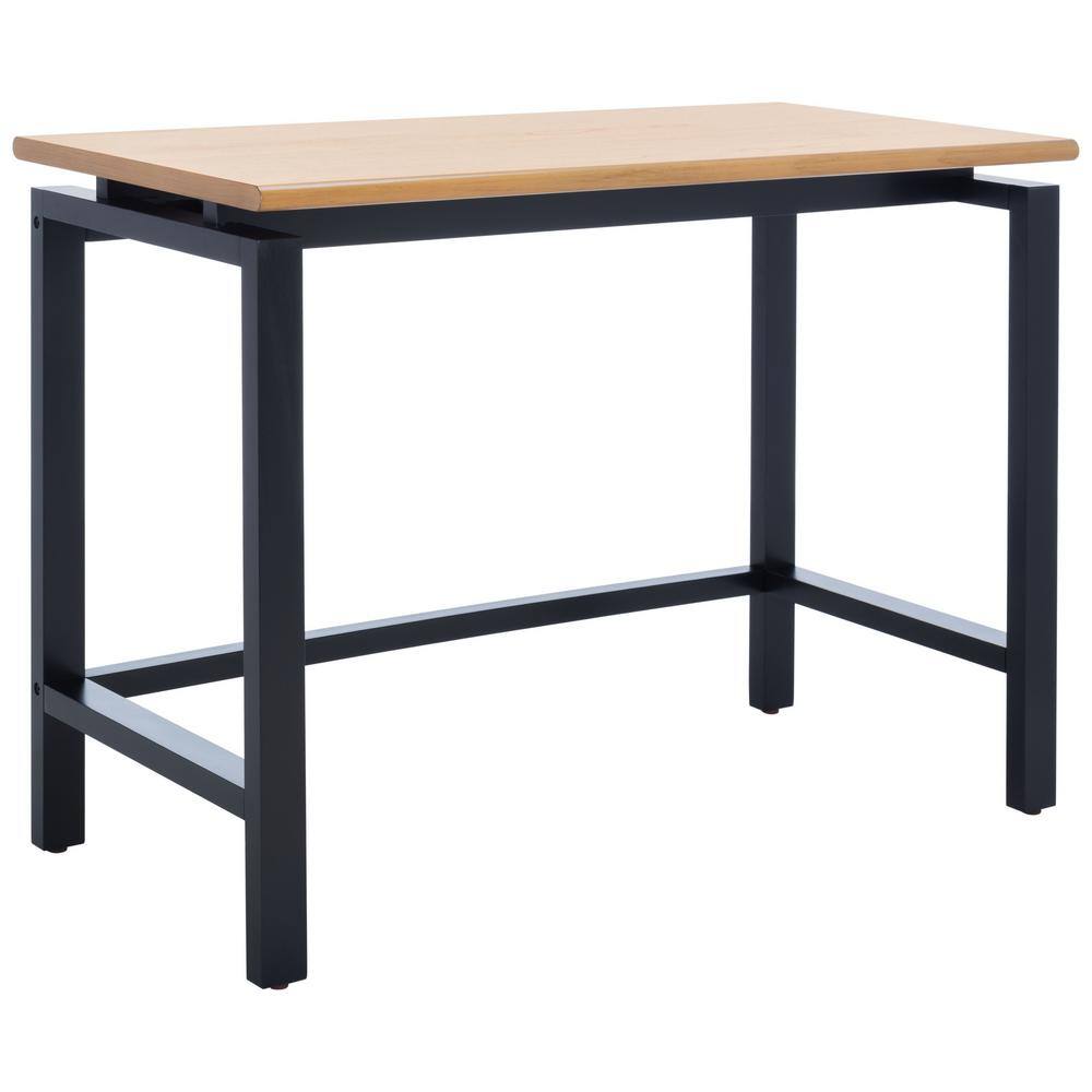 Industrial Black and Natural Wood Writing Desk