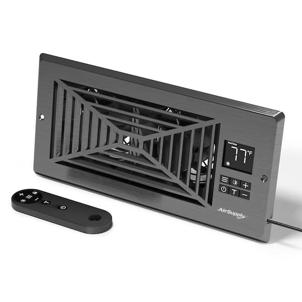 TURBRO Register Booster Fan, Fits 4 in. x 10 in. Register Holes, Enhances HVAC Airflow, 4-Way Vent Grille, 10-Speed Fan, Grey