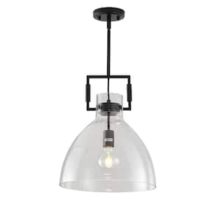 Brainer 1-Light Black Shaded Pendant Light