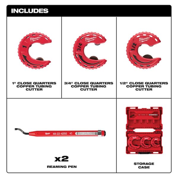 Close Quarters Tubing Cutter Set (3-Piece) With Reaming Pens