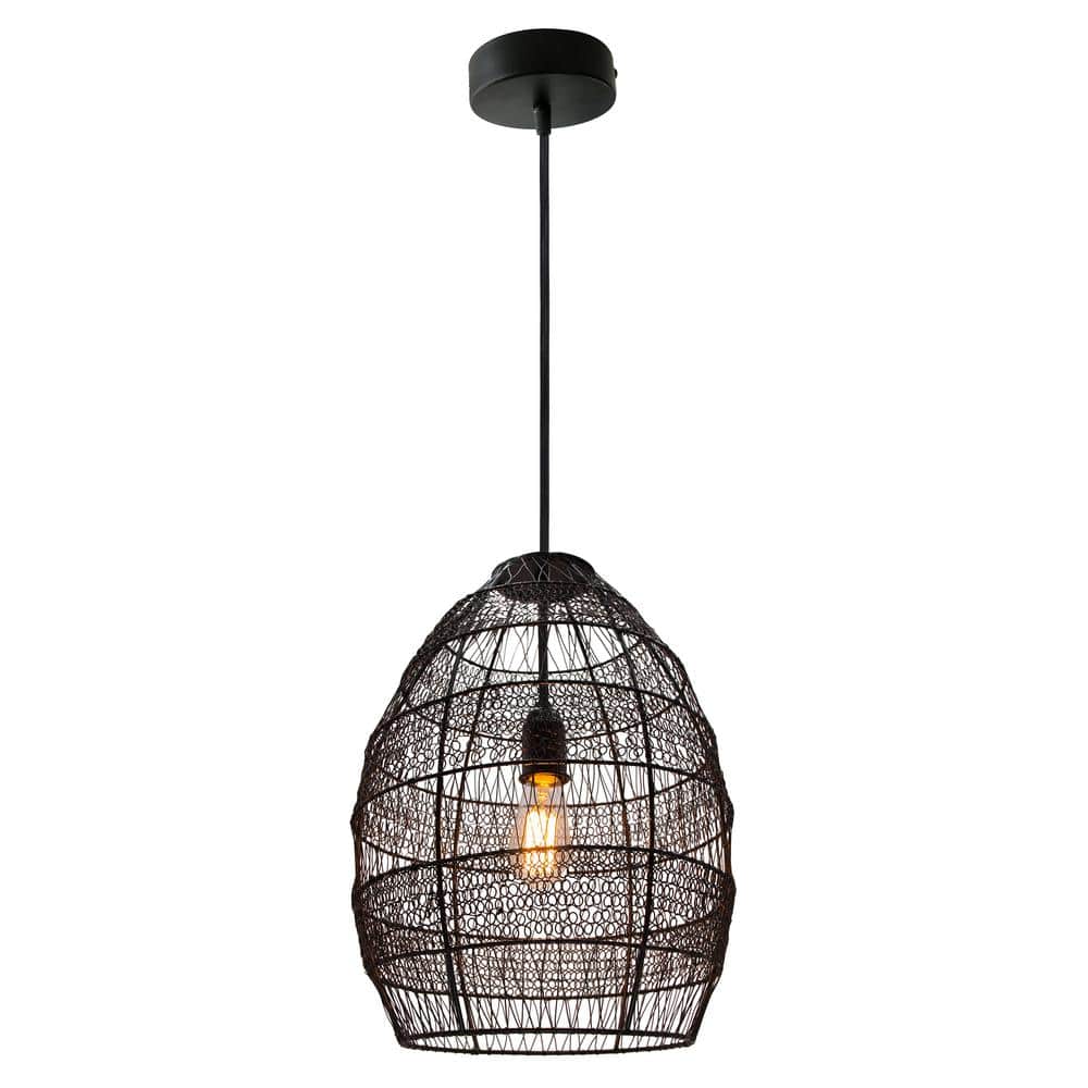 Matte Black Industrial Metal Dome Pendant Light, 18.5 in.