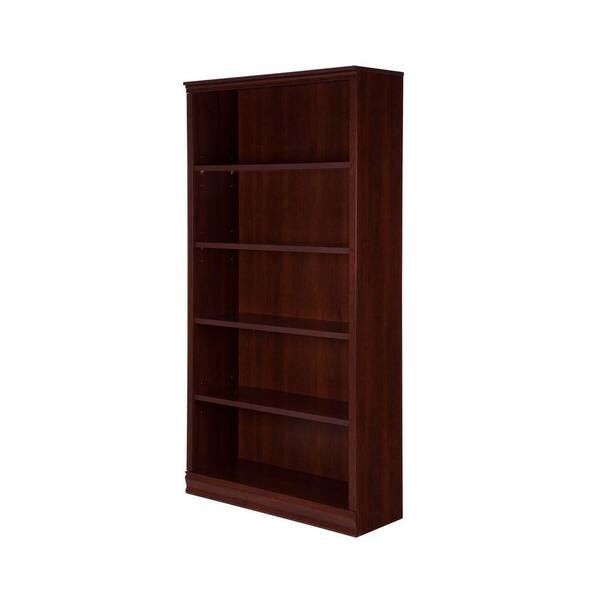 South Shore 71.5 in. Royal Cherry Faux Wood 5-shelf Standard Bookcase with Adjustable Shelves