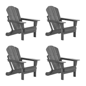 Laguna 4-Pack Fade Resistant Outdoor Patio HDPE Poly Plastic Classic Folding Adirondack Chairs in Gray