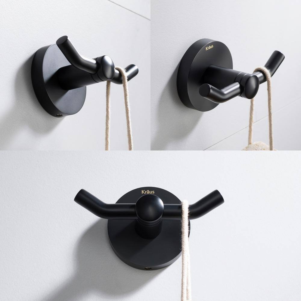 Matte Black Modern Double Wall Mounted Robe Hook