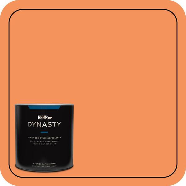 BEHR DYNASTY 1 qt. #240B-5 Candied Yam Satin Enamel Interior Stain-Blocking Paint and Primer